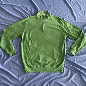 Men's 1/4 zip Green cotton pullover
